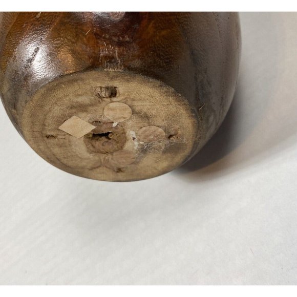 Vintage Wooden Vase Fluted Large Brown Grain MCM Retro Decor Primitive Modern - Picture 3 of 8